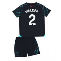 Camisa de Futebol Manchester City Kyle Walker #2 Equipamento Alternativo Infantil 2023-24 Manga Curta (+ Calças curtas)
